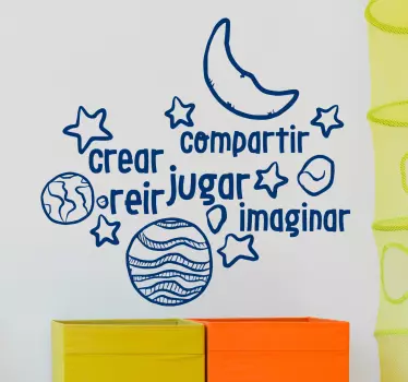 Vinilo infantil decorativo crear reír jugar - TenVinilo