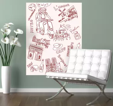 Vinilo decorativo dibujos de París - TenVinilo