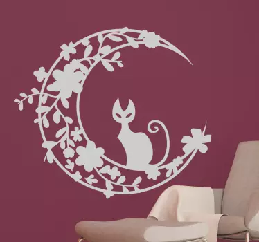 Vinilo decorativo gatito en la luna - TenVinilo
