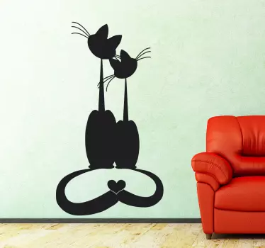 Vinilo decorativo gatos enamorados - TenVinilo