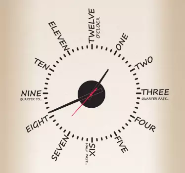 Reloj adhesivo horas texto - TenVinilo