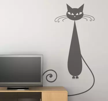 Pegatina gato monocolor elegante - TenVinilo
