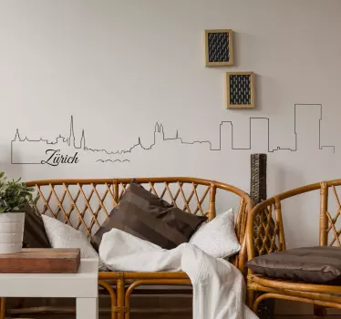 Vinilo decorativo linea silueta Zürich - TenVinilo