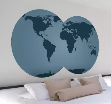 Vinilo decorativo planisferio tonos azules - TenVinilo