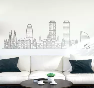 Vinilo decorativo skyline Edificios monocolor barcelona - TenVinilo