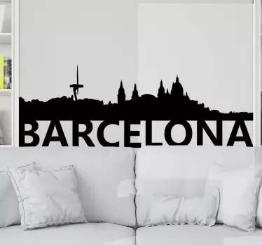 Vinilo decorativo skyline Horizonte de montjuic - TenVinilo
