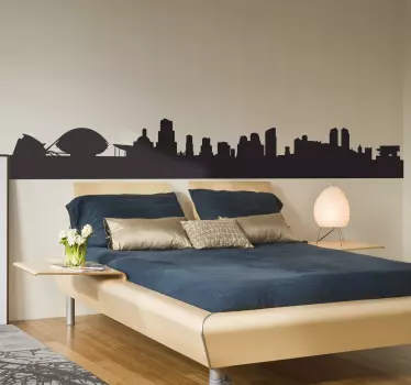 Vinilo decorativo dormitorio skyline Valencia - TenVinilo