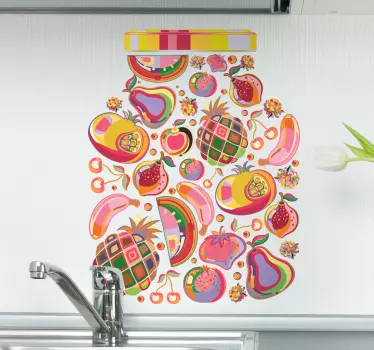 Vinilo decorativo tarro fruta psicodelia - TenVinilo