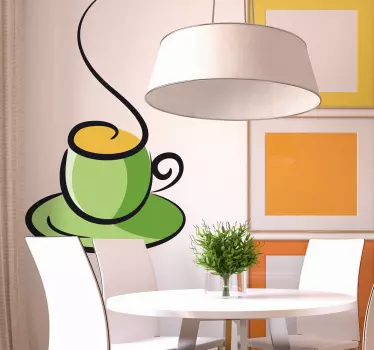Vinilo decorativo taza verde café - TenVinilo