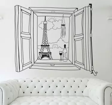 Vinilo decorativo ventana a París - TenVinilo