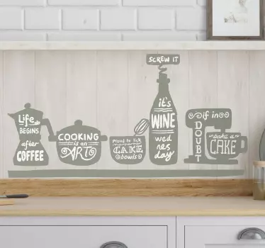 Vinilo para cocina estante de cocina color niebla - TenVinilo
