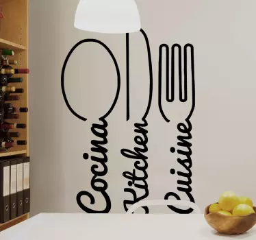 Vinilo para cocina utensilios de cocina y texto - TenVinilo