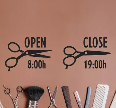 Vinilo escaparate señal de horario de apertura y cierre - TenVinilo