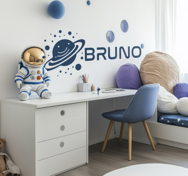Vinilo infantil espacio planeta y nombre personalizado - TenVinilo