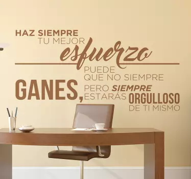 Vinilo pared frase motivadora haz el mejor esfuerzo - TenVinilo