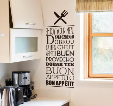 Vinilo cocina que aproveche idiomas - TenVinilo