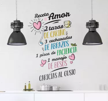 Vinilo para cocina receta del amor - TenVinilo
