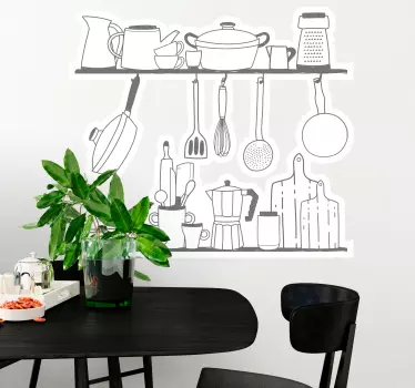 Vinilo para cocina organización de estantes de cocina - TenVinilo