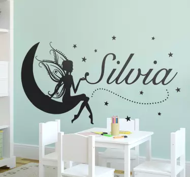Vinilo decorativo infantil hada luna personalizable - TenVinilo