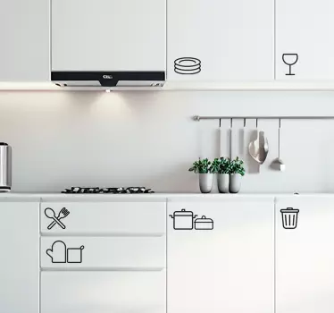 Vinilo para cocina iconos utensilios - TenVinilo