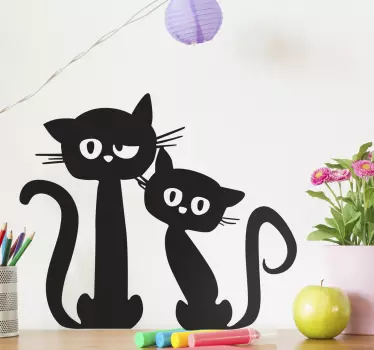 Pegatina gatos monocolor madre e hijo - TenVinilo