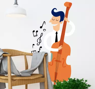 Vinilo infantil tocando el contrabajo - TenVinilo