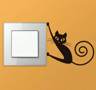 Pegatina gato estirándose para interruptor - TenVinilo