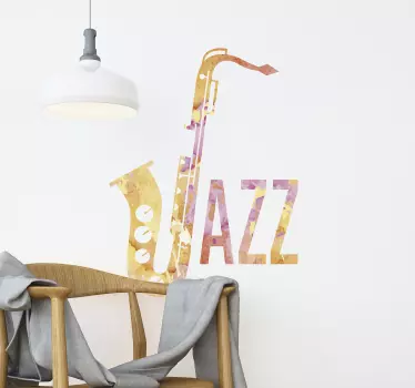 Vinilo de jazz acuarela saxofón - TenVinilo