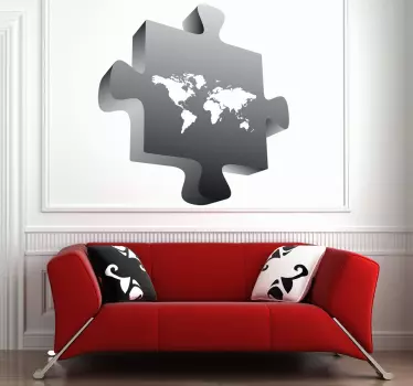 Vinilo mapamundi pieza puzzle - TenVinilo