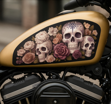 Vinilo motos calavera de rosa muerta - TenVinilo