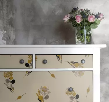 Vinilo mueble Flores vintage - TenVinilo