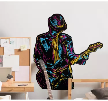 Vinilo musical silueta de guitarrista colorido - TenVinilo