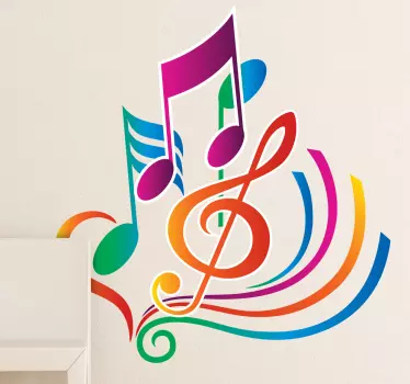 Vinilo notación musical de colores - TenVinilo