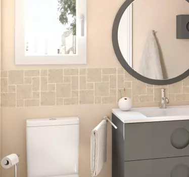 Vinilo para baño - Cenefa adhesiva baño efecto piedra beige - TenVinilo