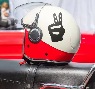 Pegatina para casco mano con guante - TenVinilo