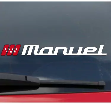 Pegatina coche personalizada bandera de madrid y nombre - TenVinilo