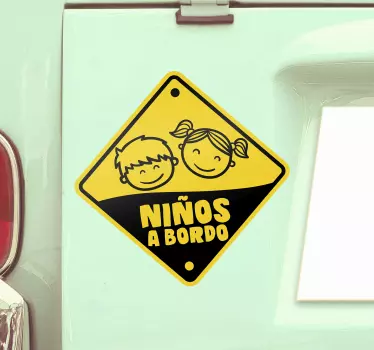 Pegatina bebé a bordo niños a bordo amarilla - TenVinilo