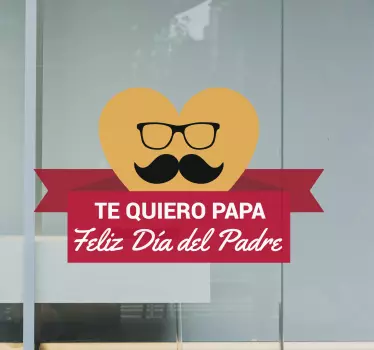 Vinilo escaparate para el día del padre corazón bigote - TenVinilo