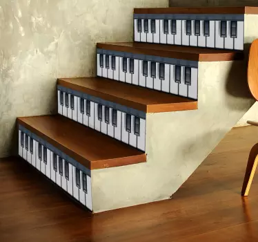 Vinilo para escaleras musical teclado de piano - TenVinilo