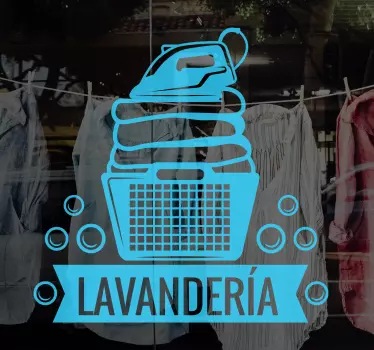 Vinilo para escaparate Canasta de lavandería - TenVinilo