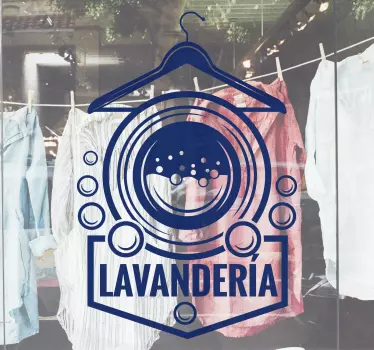 Vinilo para escaparate Elementos de lavandería en círculo - TenVinilo