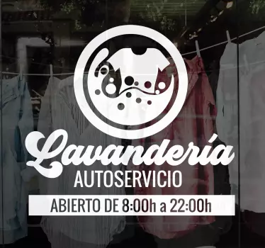Vinilo para escaparate Lavandería personalizada - TenVinilo