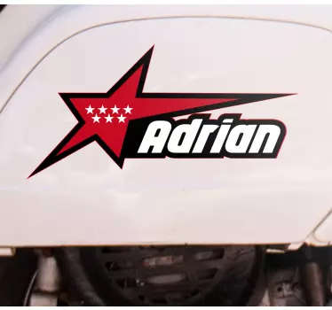 Pegatina para moto bandera de Madrid con nombre - TenVinilo