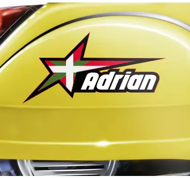 Pegatina moto Bandera vasca en estrella y nombre personalizado - TenVinilo