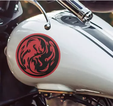 Vinilo para moto Dragón negro y rojo yin yang - TenVinilo