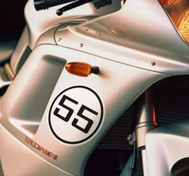 Pegatina para moto número redondeado personalizado - TenVinilo