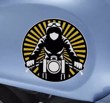 Pegatina moto vintage con motociclista - TenVinilo
