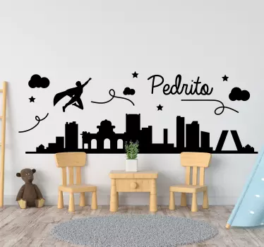 Vinilo para niños superhéroe en Madrid con nombre - TenVinilo