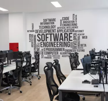 Vinilo para oficina nube de ingeniería de software - TenVinilo