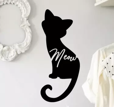 Vinilo para pared silueta gato miau - TenVinilo